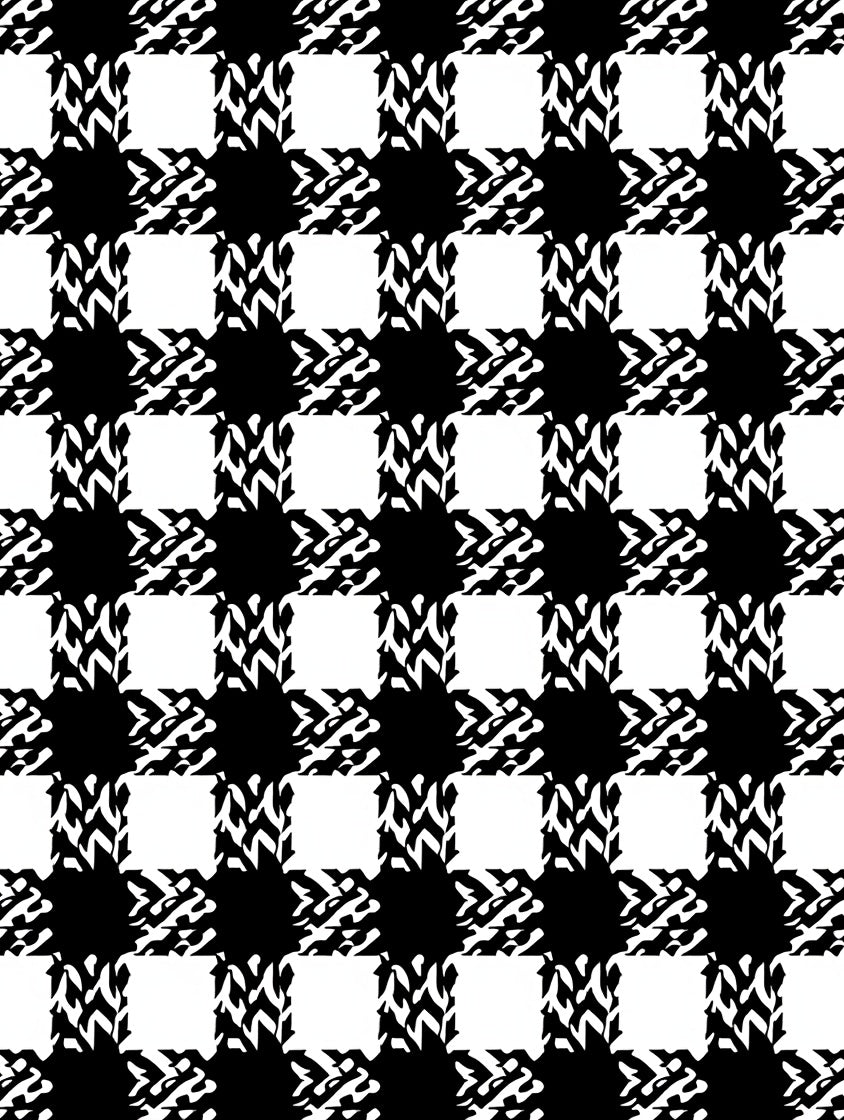 Bold Black White Checkered Pattern Rug