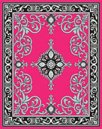 Exotic Pink Floral Scroll Design Rug