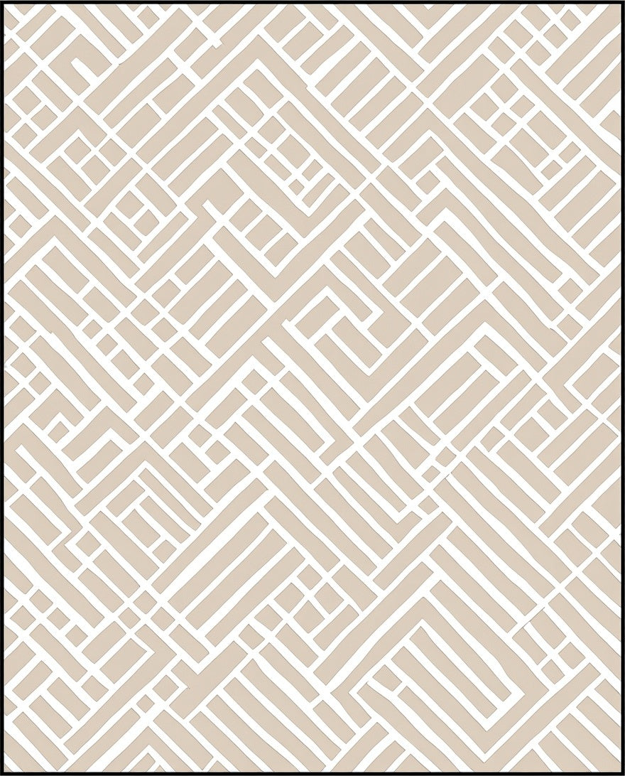 Abstract Geometric Tan White Pattern Rug
