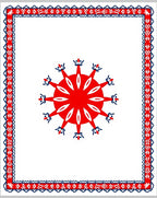 Bold Red Sunburst Bordered Rug
