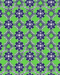 Art Nouveau Floral Navy Geometric Pattern Rug