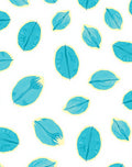 Teal Leaf Pattern Design Rug