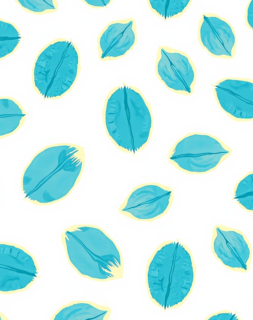 Teal Leaf Pattern Design Rug