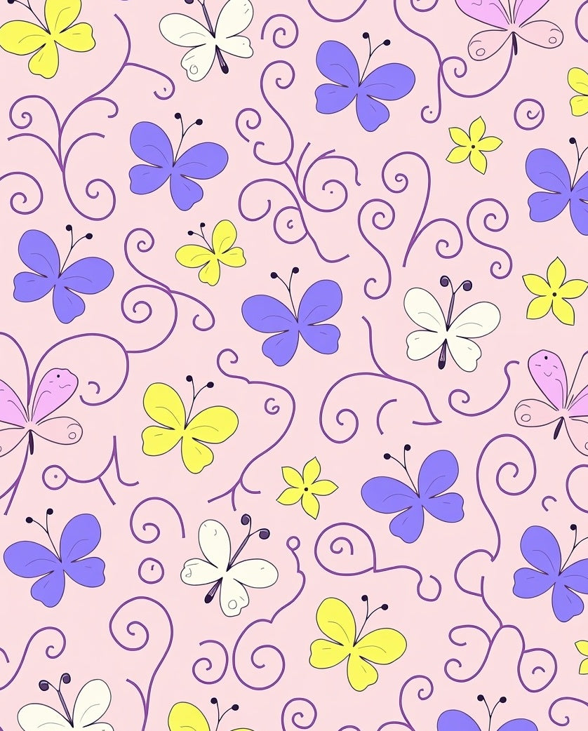 Whimsical Butterflies Vines Soft Pattern Rug