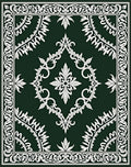 Intricate White Botanical Floral Pattern Rug