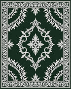 Intricate White Botanical Floral Pattern Rug