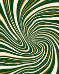 Swirling Dark Green Gold Stripes Rug