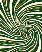 Swirling Dark Green Gold Stripes Rug
