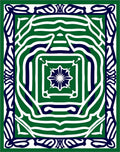 Bold Green White Blue Abstract Pattern Rug