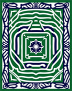 Bold Green White Blue Abstract Pattern Rug