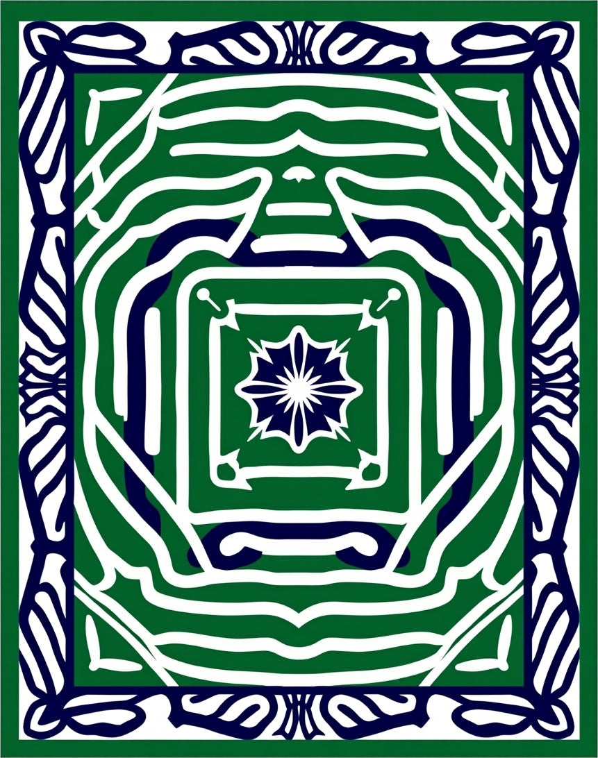 Bold Green White Blue Abstract Pattern Rug