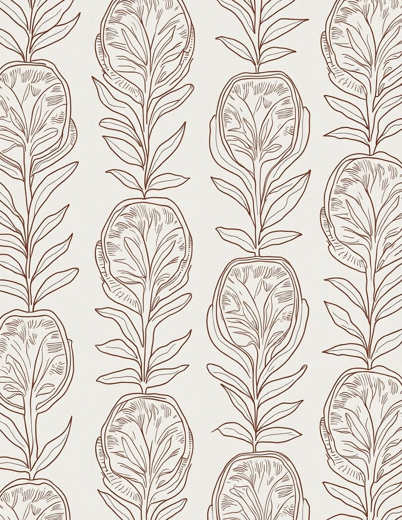 Organic Botanical Outline Pattern Rug