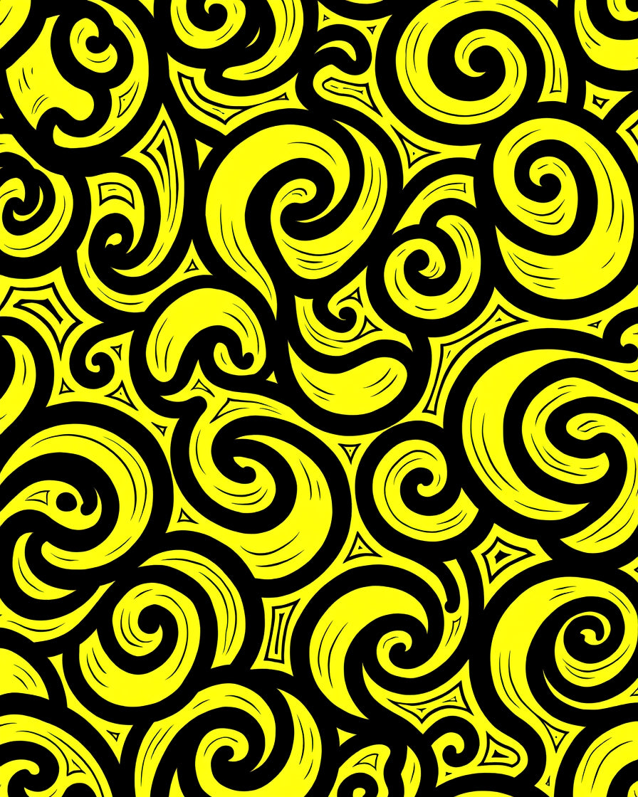 Bold Yellow Swirl Abstract Pattern Rug