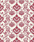Crimson and Cream Damask Pattern Rug