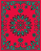 Mandala Floral Red Teal Design Rug