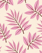 Pink Leaf Pattern Botanical Design Rug