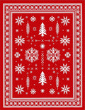Red Winter Snowflake Tree Medallion Rug