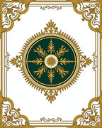 Ornate Dark Green Gold Medallion Rug