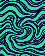 Abstract Teal Swirls Pattern Rug