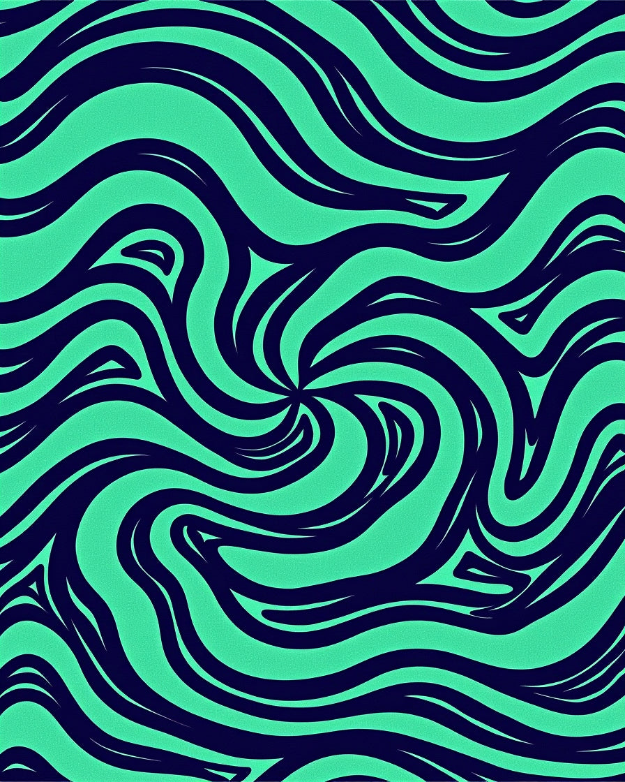 Abstract Teal Swirls Pattern Rug