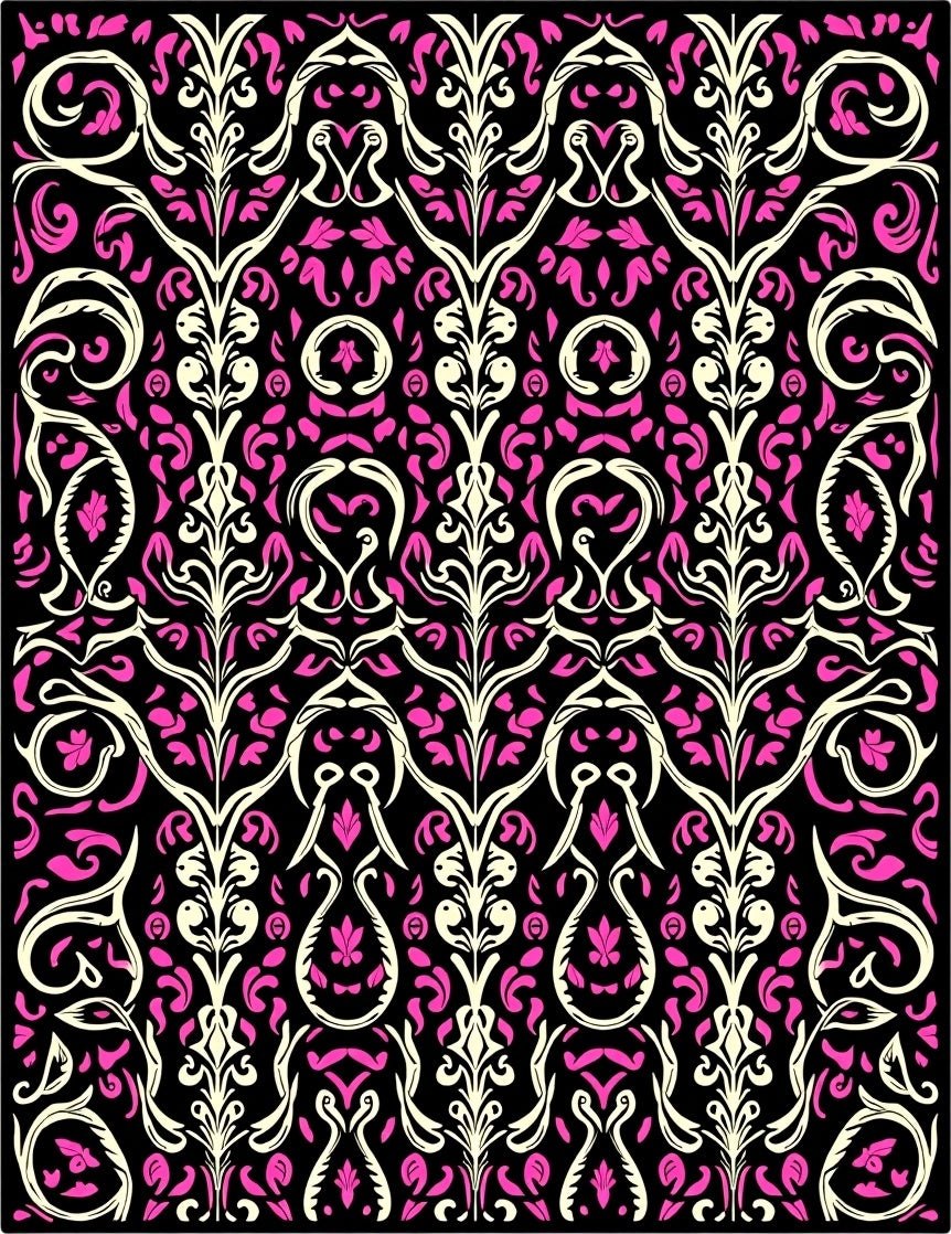 Bold Floral Ivory Pink Pattern Rug