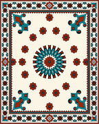 Centered Mandala Floral Bordered Design Rug