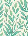 Coastal Teal Leaf Pattern Rug
