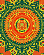 Vibrant Sunburst Geometric Mandala Design Rug
