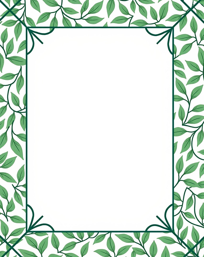 Green Leaf Vine Border Rug