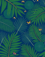 Green Palm Leaves Golden Camel Print Rug