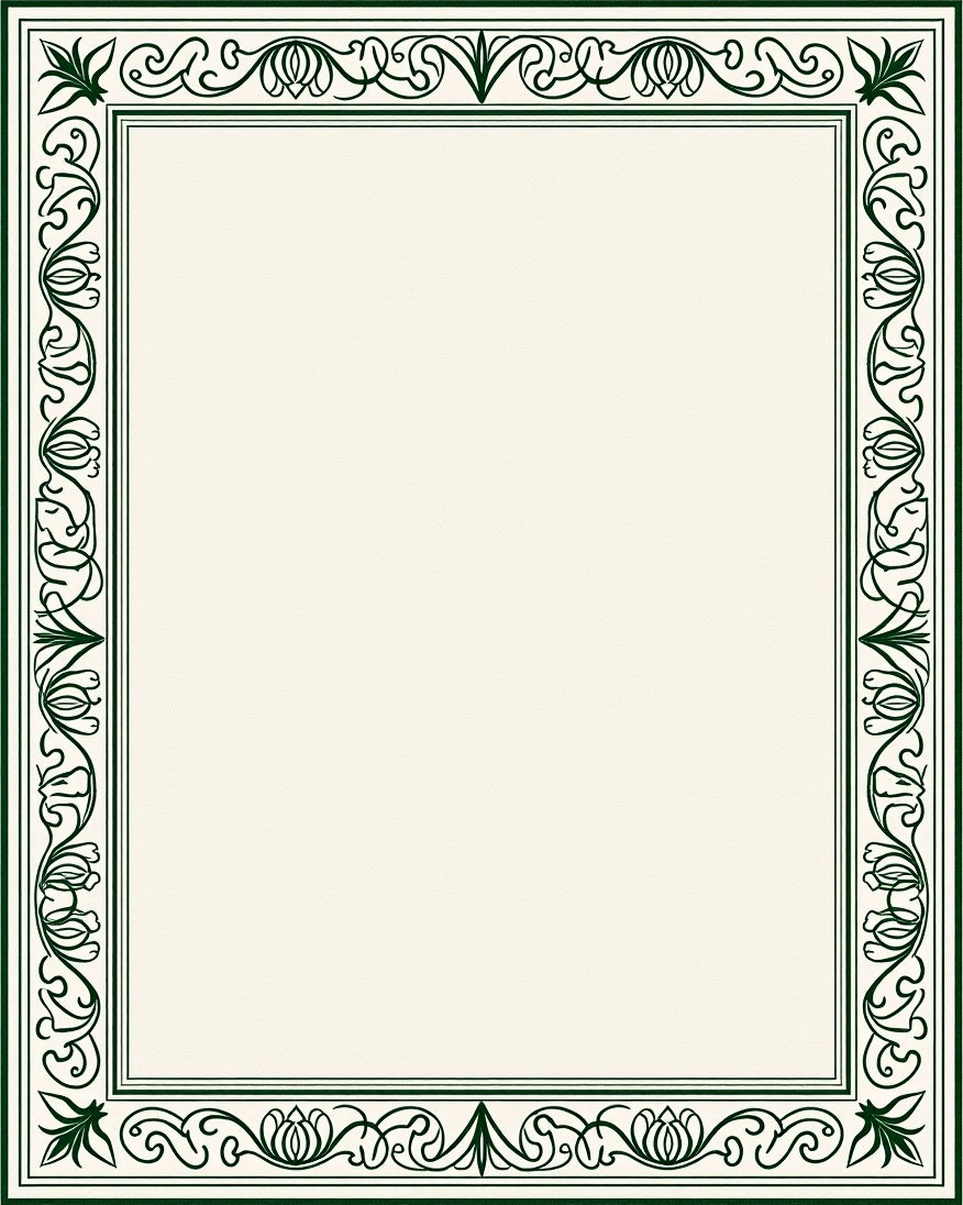 Elegant Dark Green Floral Border Design Rug