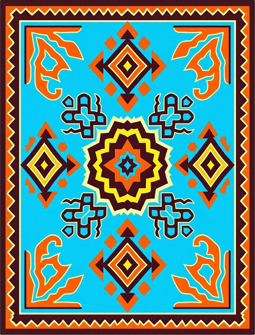 Bold Ethnic Geometric Diamond Rug