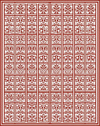 Ornate Red Geometric Ornament Rug