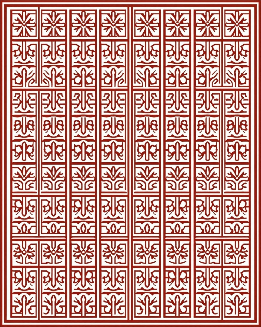 Ornate Red Geometric Ornament Rug