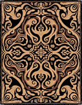 Intricate Black Gold Swirls Floral Design Rug