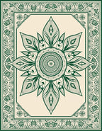 Intricate Floral Mandala Frame Design Rug