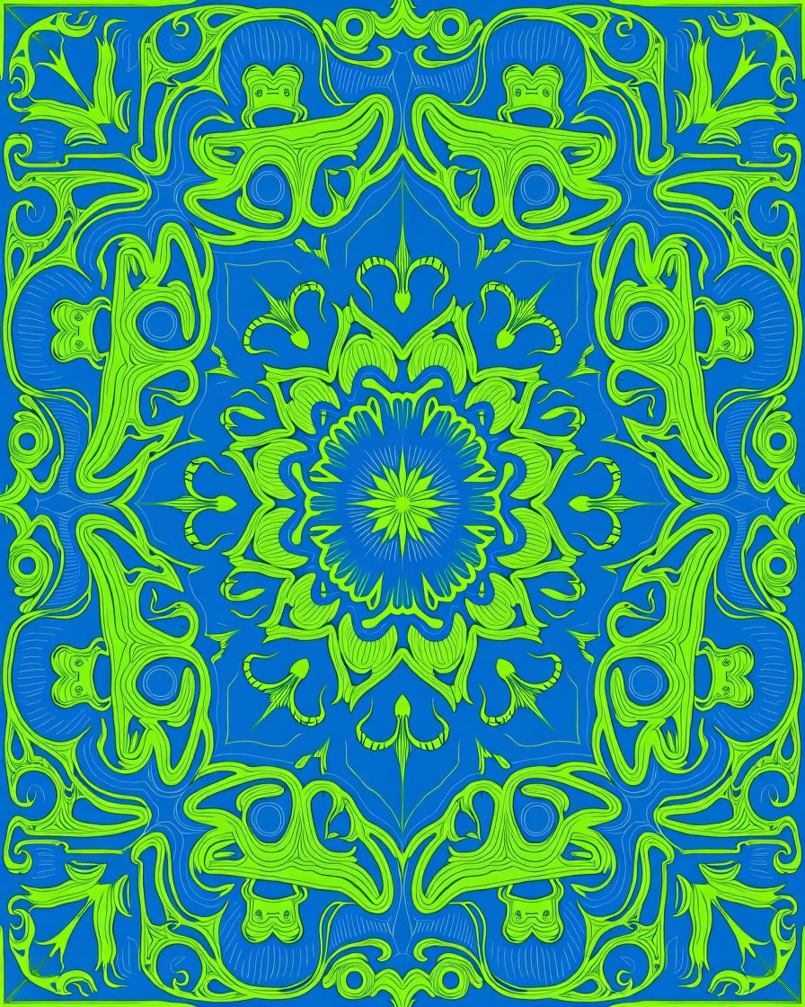 Vibrant Neon Psychedelic Mandala Rug