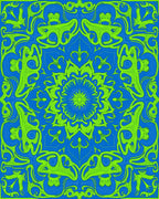 Vibrant Neon Psychedelic Mandala Rug