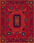 Bold Red Floral Vine Pattern Rug