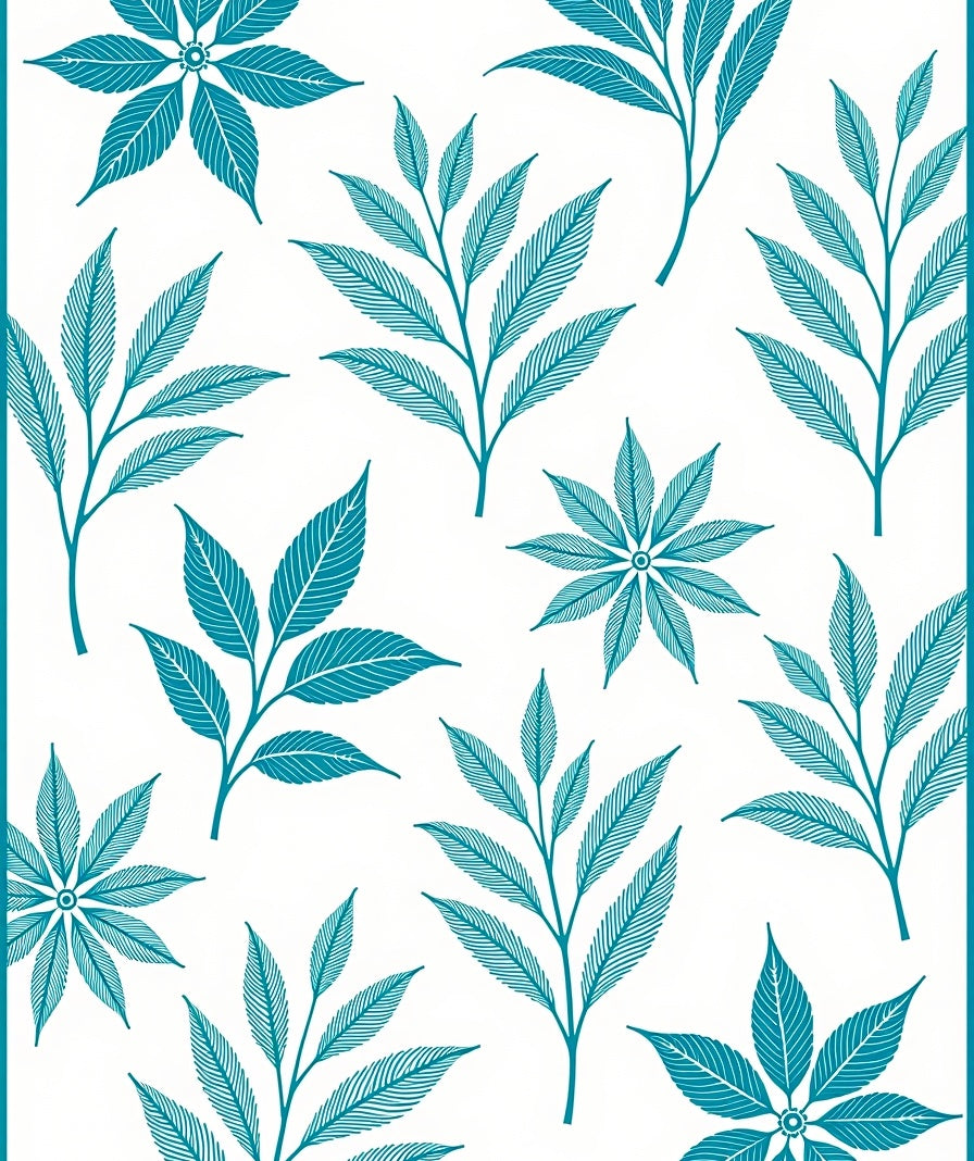 Teal Botanical Pattern Design Rug