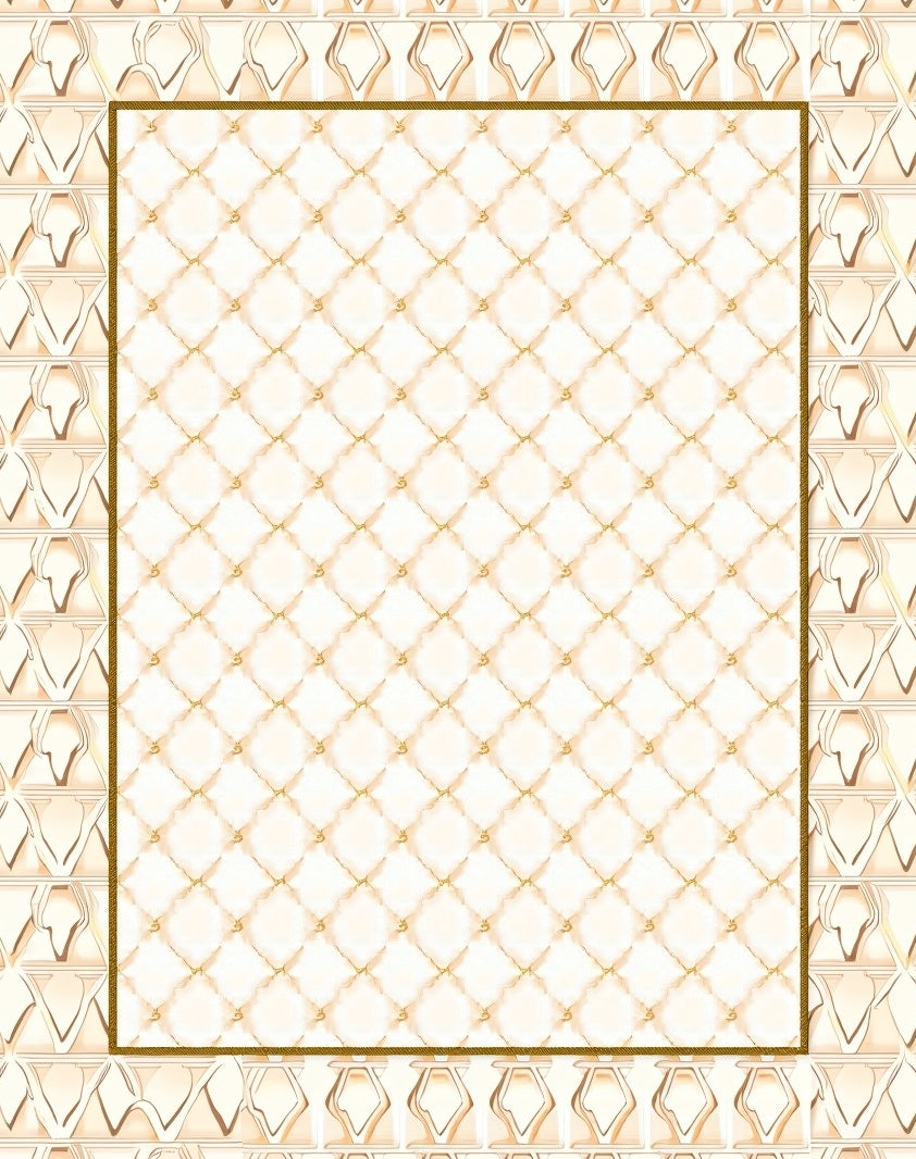 Cream And Gold Diamond Tufted Design Rug