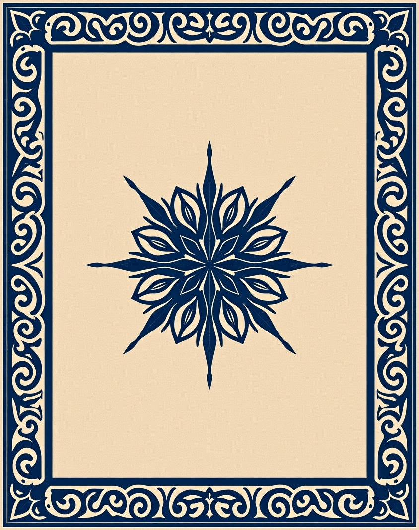 Ornate Blue Starburst Trellis Rug