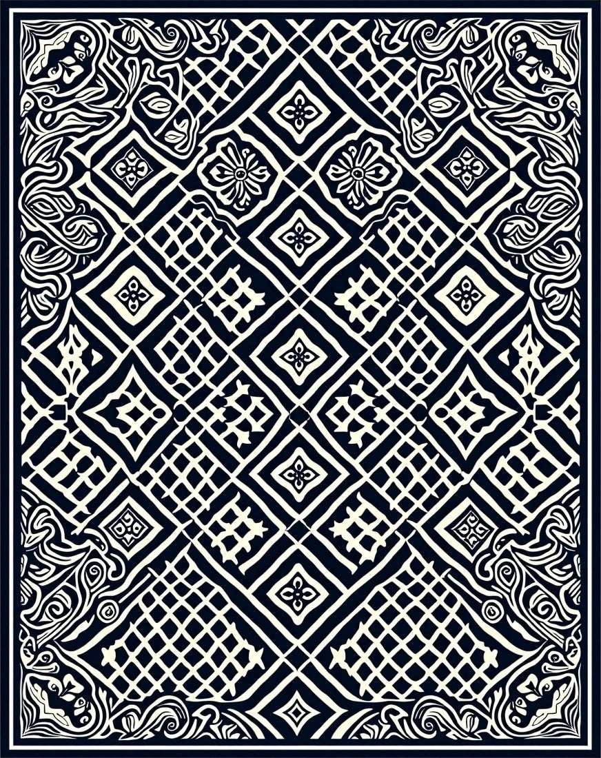 Classic Filigree Diamond Pattern Rug
