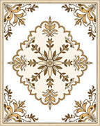 Ornate Floral Scrollwork With Cream Rug