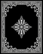 Ornate Black White Floral Frame Rug