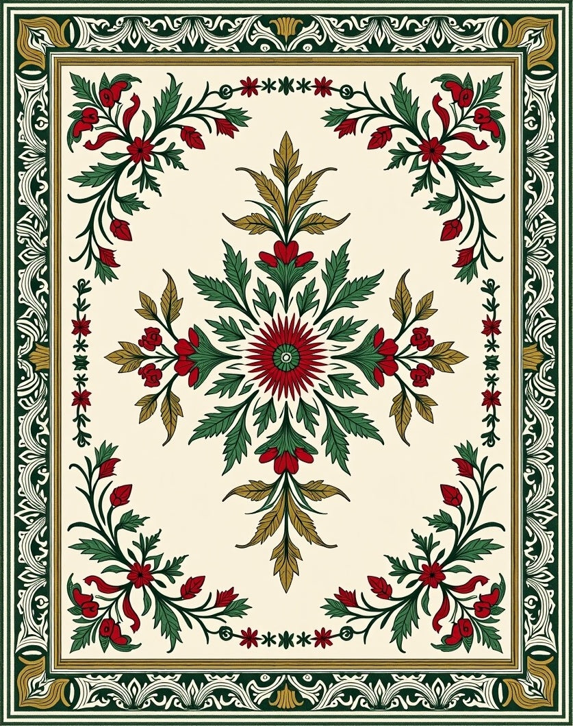 Rich Floral Garland Patterned Rug
