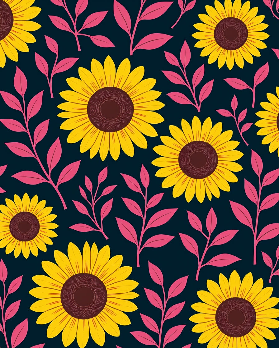 Bold Yellow Sunflower Pattern Rug