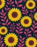 Bold Yellow Sunflower Pattern Rug