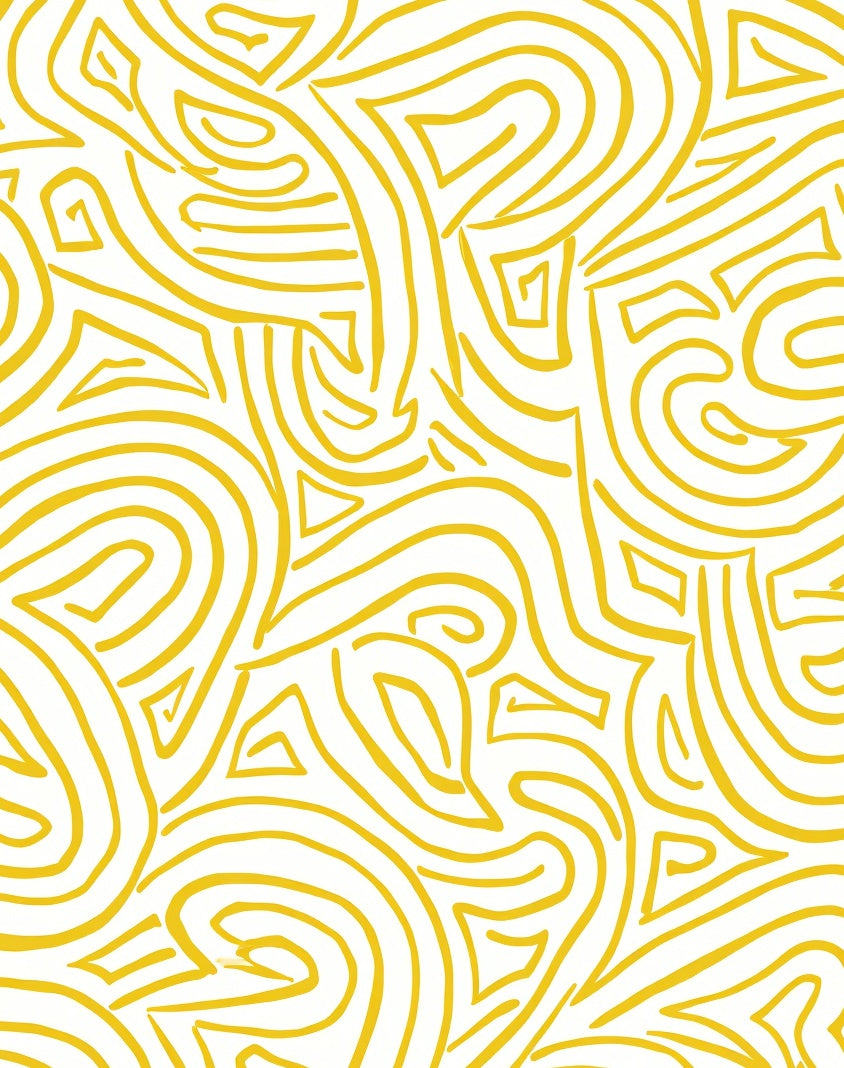 Yellow Abstract Flow Pattern Rug