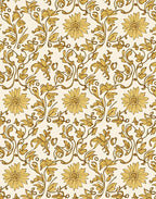 Golden Floral Vine Patterned Rug
